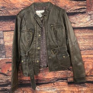 🍂 Brown Guess Leather Moto Jacket 🍂